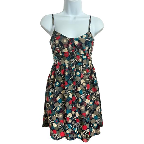 Vintage Forever 21 Floral Mini Dress Sz Small Sleeveless Button Front Sundress - Picture 2 of 6